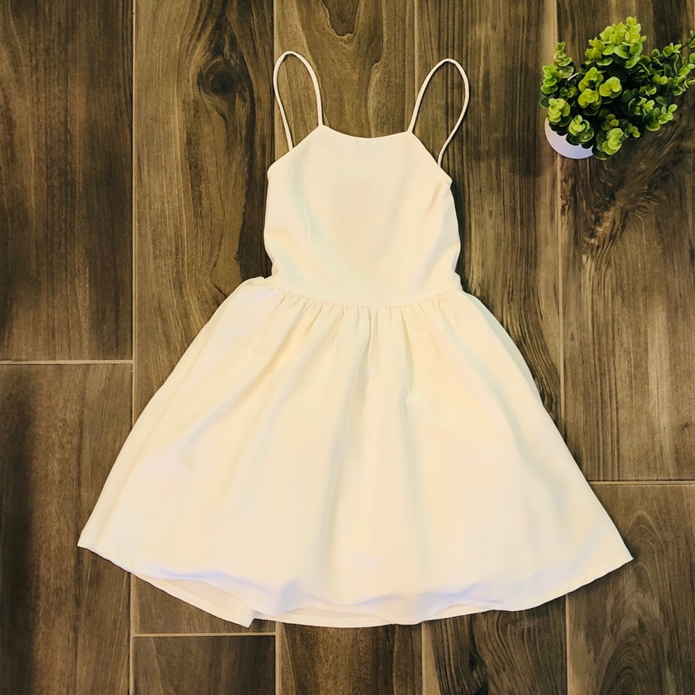LuLus Chic Freely Ivory Backless Skater Dress - Picture 6 of 10